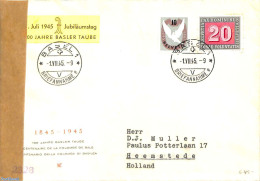 Switzerland 1945 Censored Cover To Holland With Stamp From S/s, Postal History, Nature - Birds - Covers & Documents