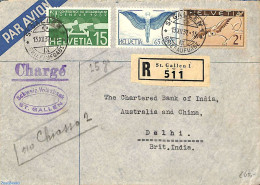 Switzerland 1937 Airmail Letter To Delhi, Postal History - Briefe U. Dokumente