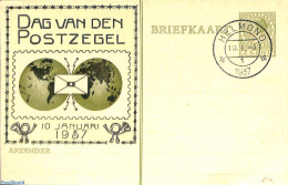 Netherlands, Fdc Stamp Day 1937 Postcard 5c, Stamp Day, Used Postal Stationary, Stamp Day - Journée Du Timbre