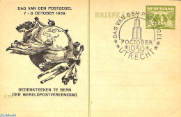 Netherlands, Fdc Stamp Day 1939 Postcard 3c, Stamp Day, Used Postal Stationary - Autres & Non Classés