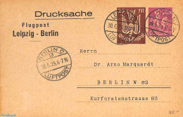 Germany, Empire 1923 Airmail Postcard 20+25m Leipzig-Berlin, Used Postal Stationary - Brieven En Documenten