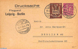 Germany, Empire 1923 Airmail Postcard 20+25m Leipzig-Berlin, Used Postal Stationary - Covers & Documents