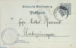 Germany, Wurtemberg 1906 Postcard Pf From SCHECHINGEN To Untergröningen, Used Postal Stationary - Sonstige & Ohne Zuordnung