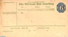 Germany, Wurtemberg 1873 Postanweisung Cover 6kr, Unused Postal Stationary - Sonstige & Ohne Zuordnung