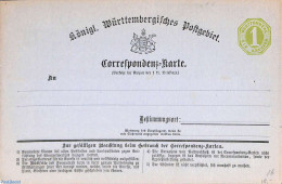 Germany, Wurtemberg 1871 Postcard 1Kr, Unused Postal Stationary - Autres & Non Classés