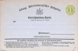 Germany, Wurtemberg 1871 Postcard 1Kr, Unused Postal Stationary - Sonstige & Ohne Zuordnung