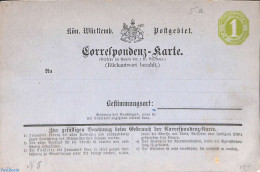 Germany, Wurtemberg 1871 Reply Paid Postcard 1/1kr, Unused Postal Stationary - Sonstige & Ohne Zuordnung