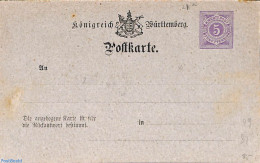 Germany, Wurtemberg 1875 Reply Paid Postcard 5/5pf, Unused Postal Stationary - Sonstige & Ohne Zuordnung