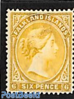 Falkland Islands 1896 6d, Yellow, Stamp Out Of Set, Unused (hinged) - Other & Unclassified