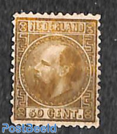 Netherlands 1867 50c Gold, Type I, Perf/ 12.75:11.75, Unused Without Gum, Unused (hinged) - Unused Stamps