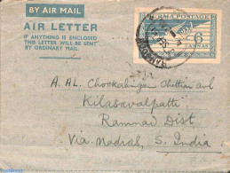 Myanmar/Burma 1951 Aerogramme 6A, Used, Used Postal Stationary - Altri & Non Classificati