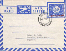 Eswatini/Swaziland 1951 Aerogramme 6d To England, Used Postal Stationary - Swaziland (1968-...)
