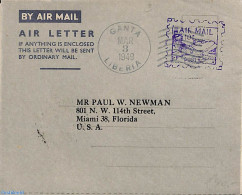 Liberia 1949 Aerogramme 10c To USA, Used Postal Stationary, Transport - Aircraft & Aviation - Vliegtuigen