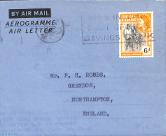 Gold Coast 1956 Aerogramme 6d To England, Used Postal Stationary - Autres & Non Classés