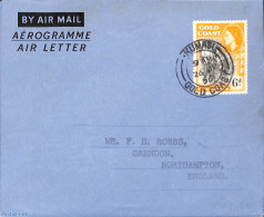 Gold Coast 1956 Aerogramme 6d To England, Used Postal Stationary - Altri & Non Classificati