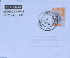 Gold Coast 1957 Aerogramme 6d To England, Used Postal Stationary - Altri & Non Classificati