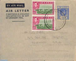 Fiji 1951 Aerogramme 3d Uprated To USA, Used Postal Stationary - Other & Unclassified