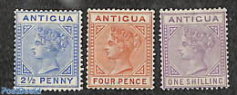 Antigua & Barbuda 1886 Queen Victoria 3v, WM CA-Crown, Unused (hinged) - Antigua And Barbuda (1981-...)