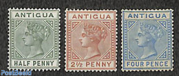 Antigua & Barbuda 1882 Queen Victoria 3v, WM CA-Crown, Unused (hinged) - Antigua And Barbuda (1981-...)