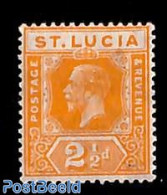 Saint Lucia 1925 2.5d, WM Script-CA, Stamp Out Of Set, Unused (hinged) - St.Lucia (1979-...)