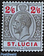 Saint Lucia 1913 2/6sh, WM Mult. Crown-CA, Stamp Out Of Set, Unused (hinged) - St.Lucia (1979-...)