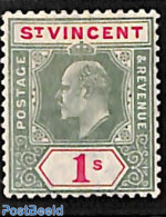 Saint Vincent 1902 1sh WM CA-Crown, Stamp Out Of Set, Unused (hinged) - St.Vincent (1979-...)