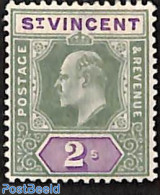 Saint Vincent 1902 2sh WM CA-Crown, Stamp Out Of Set, Unused (hinged) - St.Vincent (1979-...)