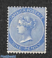 Jamaica 1883 1p Blue, WM CA-Crown, Stamp Out Of Set, Unused (hinged) - Jamaique (1962-...)