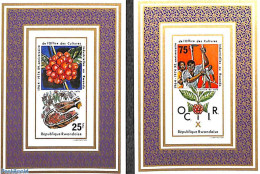 Rwanda 1975 Agriculture 2 S/s, Imperforated, Mint NH, Nature - Various - Fruit - Agriculture - Frutas