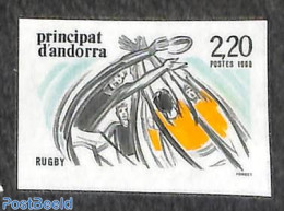 Andorra, French Post 1988 Rugby 1v, Imperforated, Mint NH, Sport - Rugby - Ungebraucht