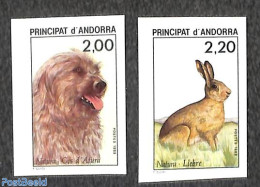 Andorra, French Post 1988 Animals 2v, Imperforated, Mint NH, Nature - Animals (others & Mixed) - Dogs - Rabbits / Hares - Ongebruikt