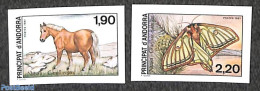 Andorra, French Post 1987 Nature 2v, Imperforated, Mint NH, Nature - Animals (others & Mixed) - Butterflies - Horses - Unused Stamps