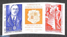 Andorra, French Post 1990 Charles De Gaulle 2v+tab [:T:], Imperforated, Mint NH, History - French Presidents - Politic.. - Ungebraucht