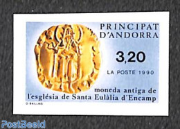 Andorra, French Post 1990 Medieval Coins 1v, Imperforated, Mint NH, Various - Money On Stamps - Unused Stamps