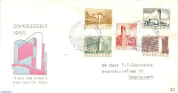 Netherlands 1955 Architecture 5v, FDC, Typed Address, Open Flap, First Day Cover, History - World Heritage - Art - Arc.. - Briefe U. Dokumente
