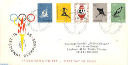 Netherlands 1956 Olympic Games 5v, FDC, Stamped Address, Open Flap, First Day Cover, Sport - Olympic Games - Covers & Documents
