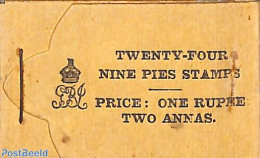 India 1921 Booklet With 24x NINE PIES Overprint Stamps, Mint NH, Stamp Booklets - Ungebraucht