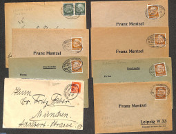 Germany, Empire 1927 Lot With 8 Covers Railway Cancellations, Bahnpost, Postal History - Lettres & Documents