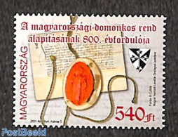 Hungary 2021 800 Years Dominican Order 1v, Mint NH, Religion - Religion - Art - Handwriting And Autographs - Neufs