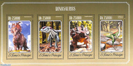 Sao Tome/Principe 2014 Dinosaurs 4v M/s, Mint NH, Nature - Prehistoric Animals - Prehistorics