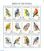 Guyana 1994 Birds 12v M/s, Mint NH, Nature - Birds - Birds Of Prey - Owls - Toucans - Guyane (1966-...)