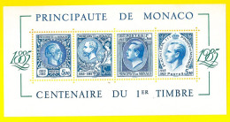 MONACO 1985 Centenario Del Primo Francobollo Di Monaco - SHEET - Unused Stamps