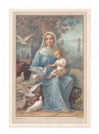 Grande Image Pieuse Vierge à L'Enfant Et Colombes, éd. Boumard Fils N° 25379 - Santini