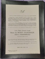 LOUIS BARON DE ROEST D'ALKEMADE OEM DE MOSEMBROECK / BEERSEL 1884 _ BRUXELLES 1949 - Todesanzeige
