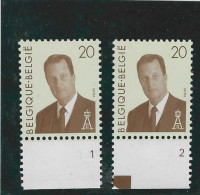 OBP 2559 - 20fr. Albert II - Plaatnummers 1 En 2 Postfris MNH - 1993-2013 King Albert II (MVTM)