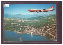 FORMAT 10x15cm - GENEVE - AVION DE LA SWISSAIR SURVOLANT LA VILLE - TB - Genève