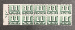 GB 1975 11p TO PAY Slate Green SG D85 MNH Block Of 10 Stamps - Nuovi