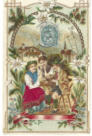 Carte A Systeme Gaufrée Filles Et Garcon Oblitéré En 1904 Vendé - Cartoline Con Meccanismi