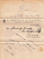 PALERMO _1936  /  Città  - Piego - TRIBUNALE DI PALERMO Ufficio Campione_ Franchigia - Marcofilie