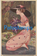 229909 ART ARTE SIGNED CORBELLA BEAUTY WOMAN WITH A HAT AND FLOWER POSTAL POSTCARD - Autres & Non Classés
